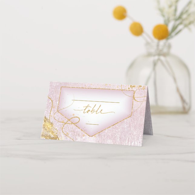 Carte De Placement Table Mv ID867 Gold Abstrait Mariage Fine Lines (Devant)