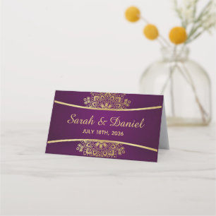 Carte De Placement Table Place Card Gold Mandala sur Mariage violet