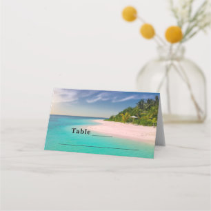 Carte De Placement Table Scénique de Plage Tropicale Océan Aigue-Mari