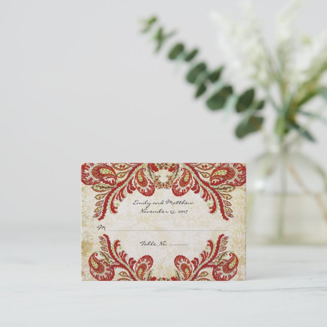 Carte De Placement Table vintage Paisley Damask (Debout devant)