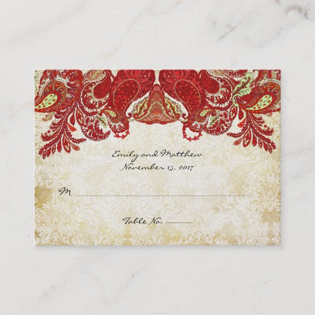 Carte De Placement Table vintage Paisley Damask (Devant)