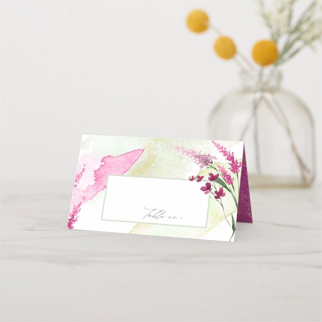Carte De Placement Tableau d'aquarelle Mariage fleur sauvage Fuchsia  (Devant)