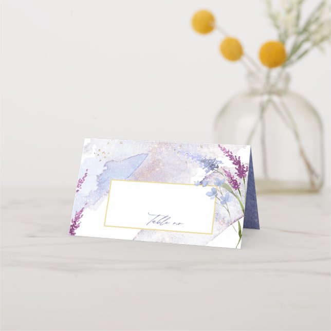 Carte De Placement Tableau d'aquarelle Mariage fleur sauvage Peri ID9 (Devant)