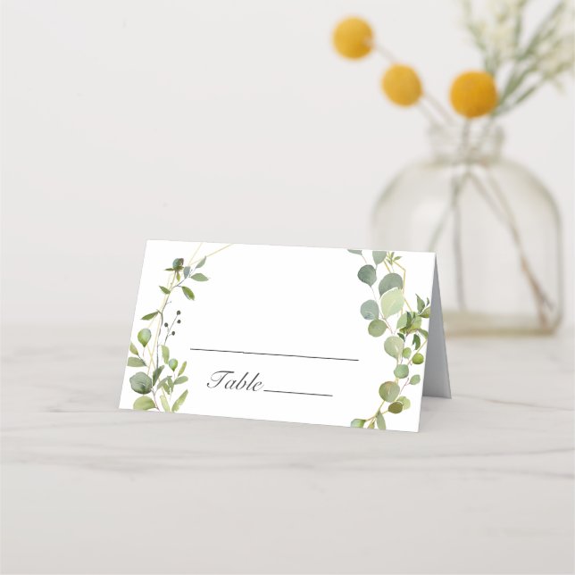 Carte De Placement Tableau de Mariage géométrique Eucalyptus moderne (Devant)