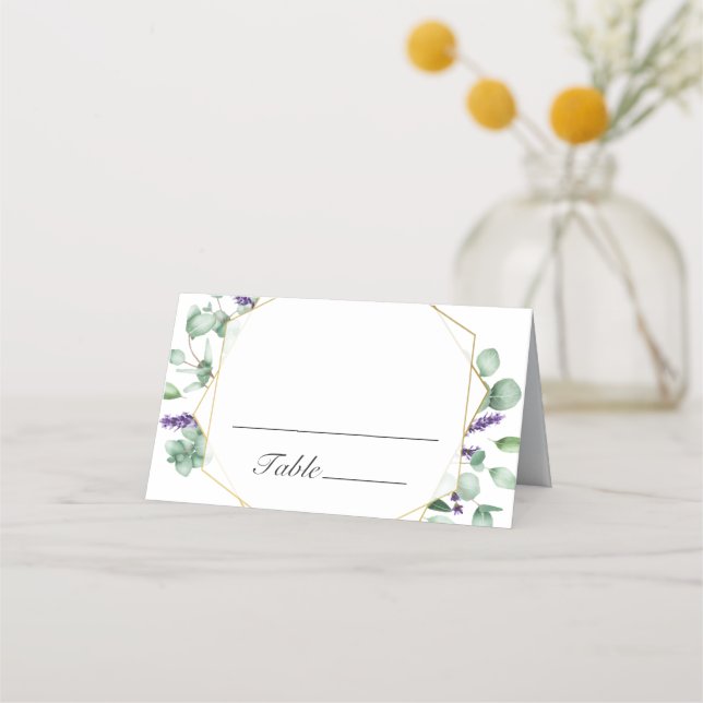 Carte De Placement Tableau de Mariage géométrique Eucalyptus moderne (Devant)