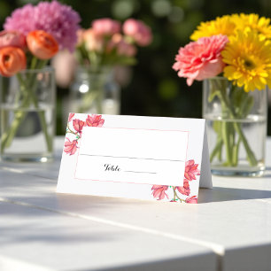 Carte De Placement Tableau Floral Mariage rose blanc
