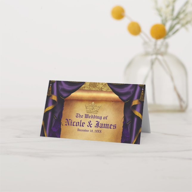 Carte De Placement Tableau Mariage de défilement Royal Purple & Gold  (Devant)