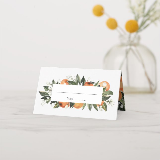 Carte De Placement Tableau Mariage de fleurs orange d'aquarelle (Devant)