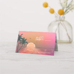 Carte De Placement Tableau Mariage de l'île tropicale Sunrise Pink ID
