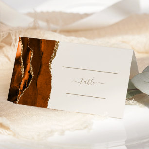 Carte De Placement Tableau Mariage ivoire d'agate or orange brûlé chi