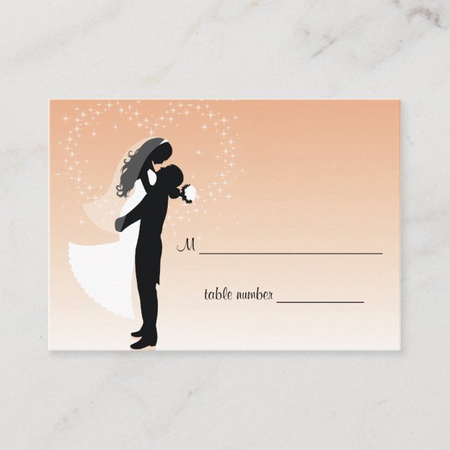 Carte De Placement Tableau Mariage Peach Ombre (Devant)