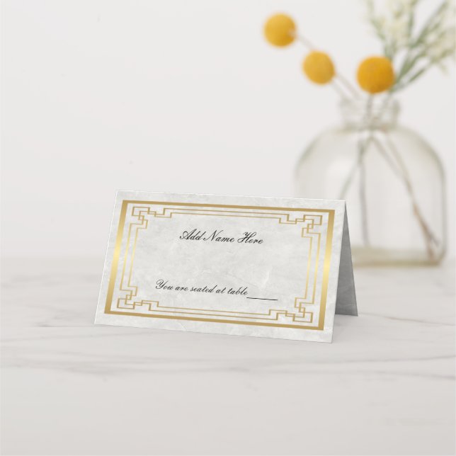 Carte De Placement Tableau plié Mariage de Marbre blanc géométrique o (Devant)
