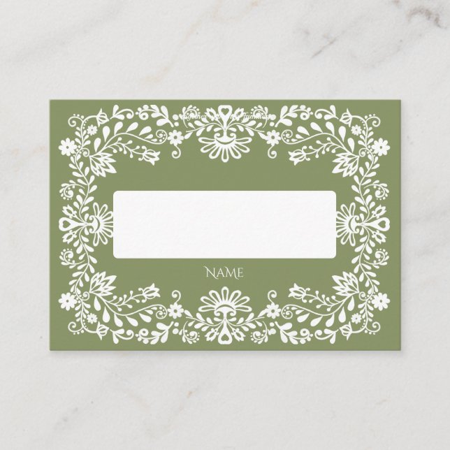 Carte De Placement Talavera vert sauge mariage mexicain (Devant)