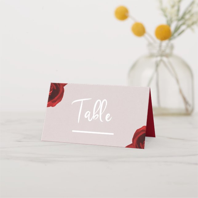 Carte De Placement Taupe Bleu Rouge Aquarelle Rose Mariage moderne (Devant)