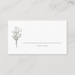 Carte De Placement Taupe vert minimaliste Mariage de bouquet floral