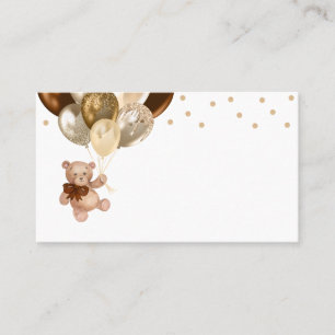 Carte De Placement Teddy Bear Brown et Baby shower Gold Ballons