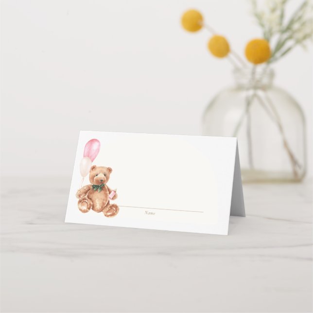 Carte De Placement Teddy Bear Rose On Peut Bearly Wait Place Card (Devant)