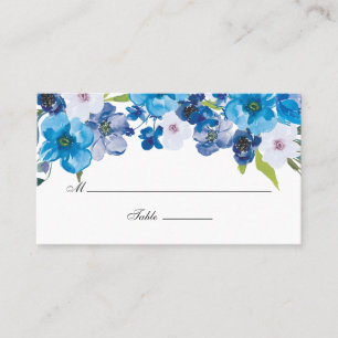 Carte De Placement teintes du Mariage floral bleu