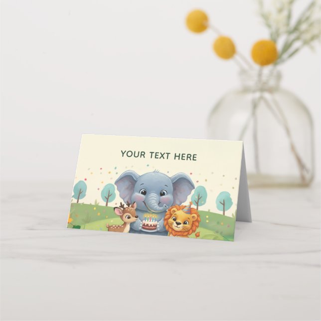 Carte De Placement Tente d'anniversaire douce Animaux de la forêt (Devant)