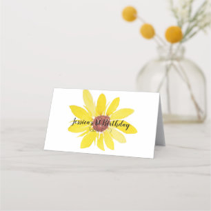 Carte De Placement Tente peinte à la main avec tournesols à l'aquarel