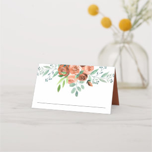 Carte De Placement Terme brûlé Orange Rose Floral Mariage