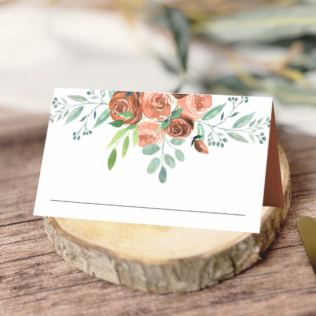 Carte De Placement Terme brûlé Orange Rose Floral Mariage (Créateur téléchargé)