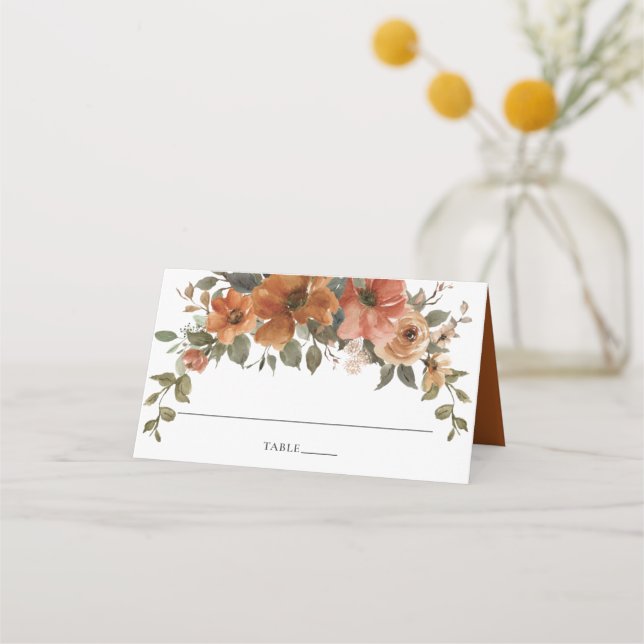 Carte De Placement Terracotta Burange rouille Mariage de automne Flor (Devant)