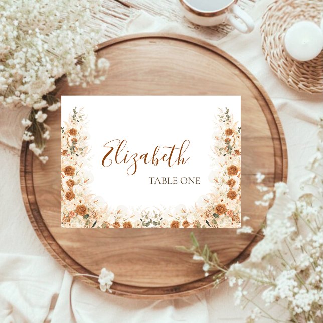 Carte De Placement Terracotta Calla Lily Mariage | Aquarelle Boho (Créateur téléchargé)