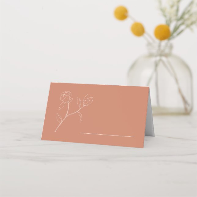 Carte De Placement Terracotta Floral Mariage Table Place Card (Devant)