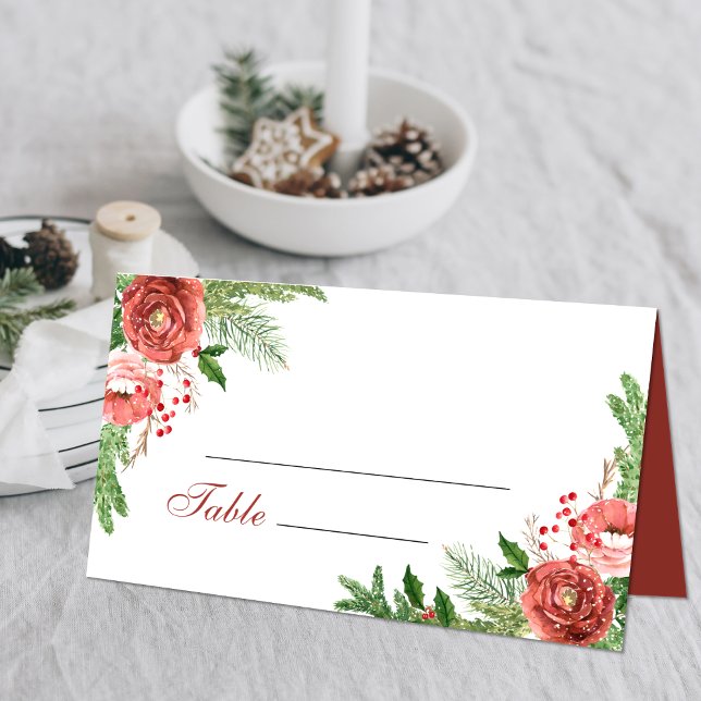 Carte De Placement Terracotta Floral Pine de Noël Mariage (Créateur téléchargé)
