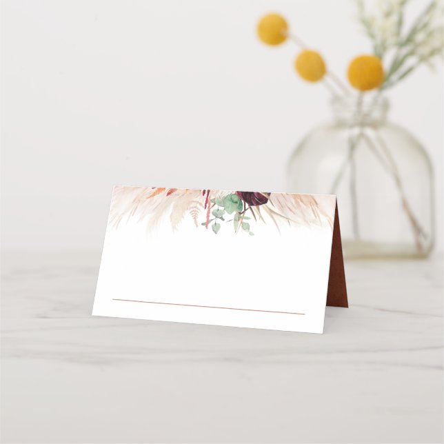 Carte De Placement Terracotta Pampas Grass Mariage Carte de Place (Devant)