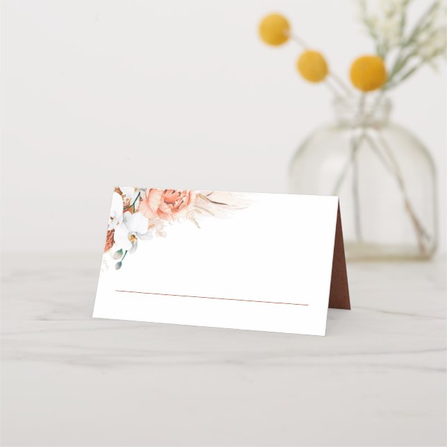 Carte De Placement Terracotta Pampas Grass Mariage Carte de Place (Devant)