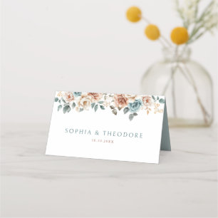 Carte De Placement Terracotta Turquoise Neutre Aquarelle mariage flor