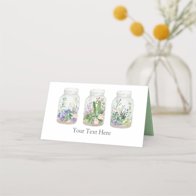 Carte De Placement Terrarium de Fête Élégante Fleurs Succulentes Douc (Devant)
