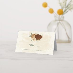 Carte De Placement terre cuite tonalité de terre mariage vert fleuri