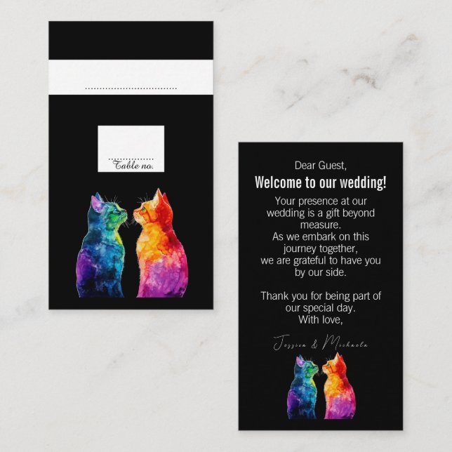 Carte De Placement Texte de charme à l'arrière A Rainbow Love (Devant / Derrière)