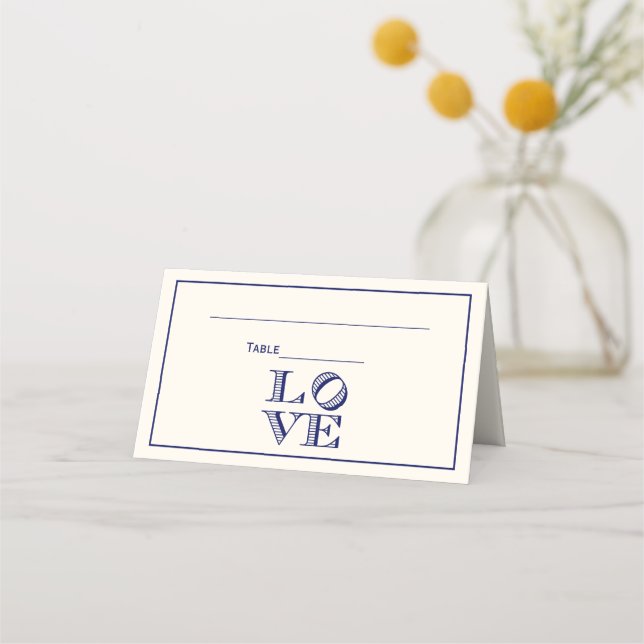 Carte De Placement Texte graphique LOVE - Bleu (Dos)
