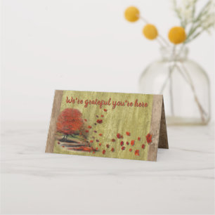 Carte De Placement Thanksgiving Paysage Feuille en chute libre