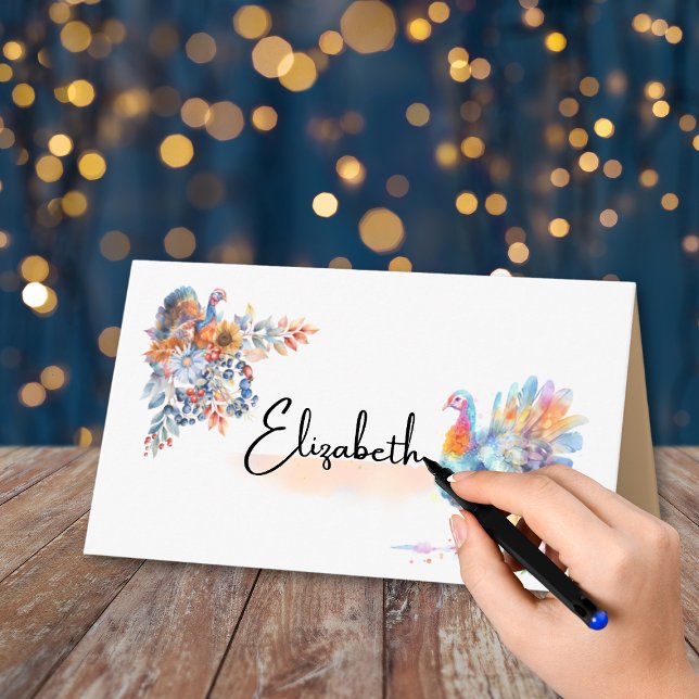 Carte De Placement Thanksgiving Turkey Folded Place Card (Créateur téléchargé)