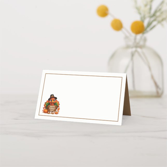 Carte De Placement Thanksgiving Turkey Name Place Cards (Devant)