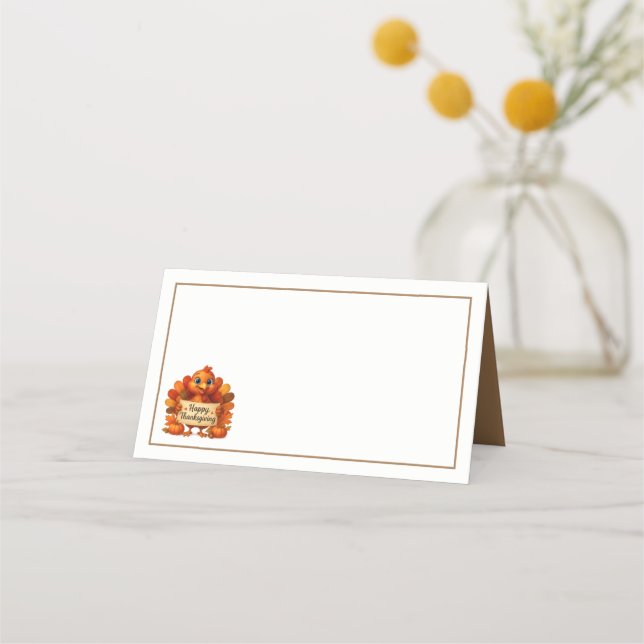 Carte De Placement Thanksgiving Turkey Name Place Cards (Devant)