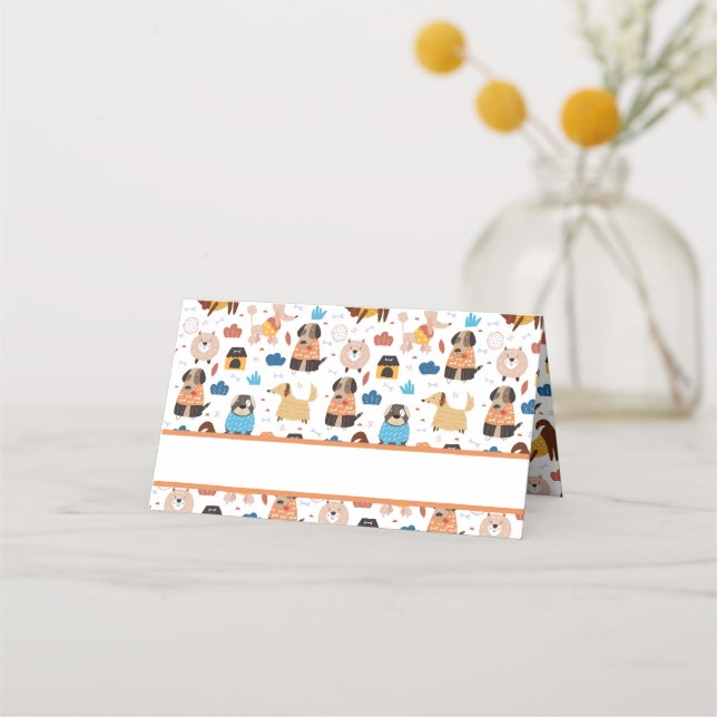 Carte De Placement Thème d'anniversaire du chien de caricature mignon (Devant)