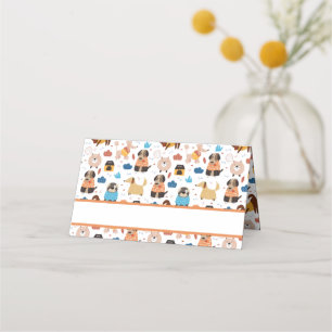 Carte De Placement Thème d'anniversaire du chien de caricature mignon