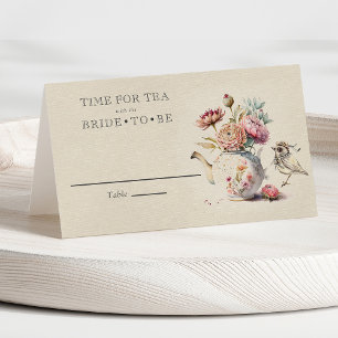Carte De Placement Thème Élégant de Fête de Thé Floral pour Mariage