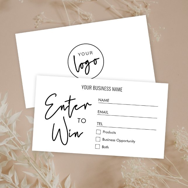 Carte De Placement Tirage au sort de logo d'entreprise simple - parti (Minimalist business logo black and white raffle tickets)