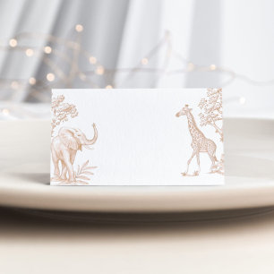 Carte De Placement Toile de jouy Safari minimaliste Baby Shower