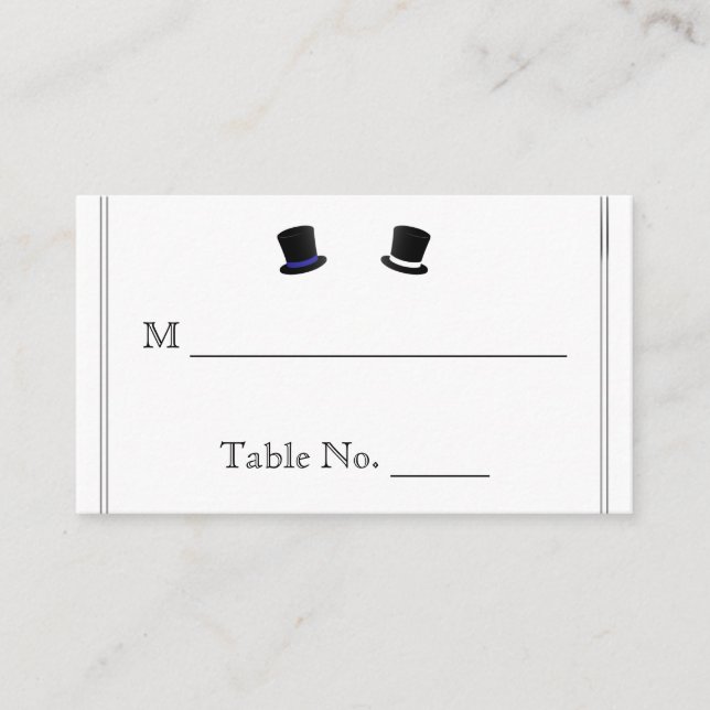 Carte De Placement Top Chapeaux et Bow Cravates Blue Gay Mariage Cart (Devant)