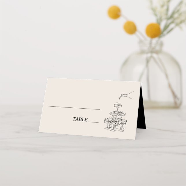 Carte De Placement Tour Champagne Mariage Cadre (Devant)