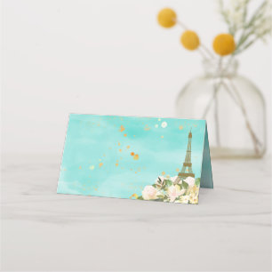 Carte De Placement Tour Eiffel Paris Anniversaire Mint Aqua Or