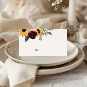 Carte De Placement Tournesol et Mariage Rose de verdure